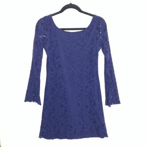 Zara Long Sleeve Blue Lace Dress - Large